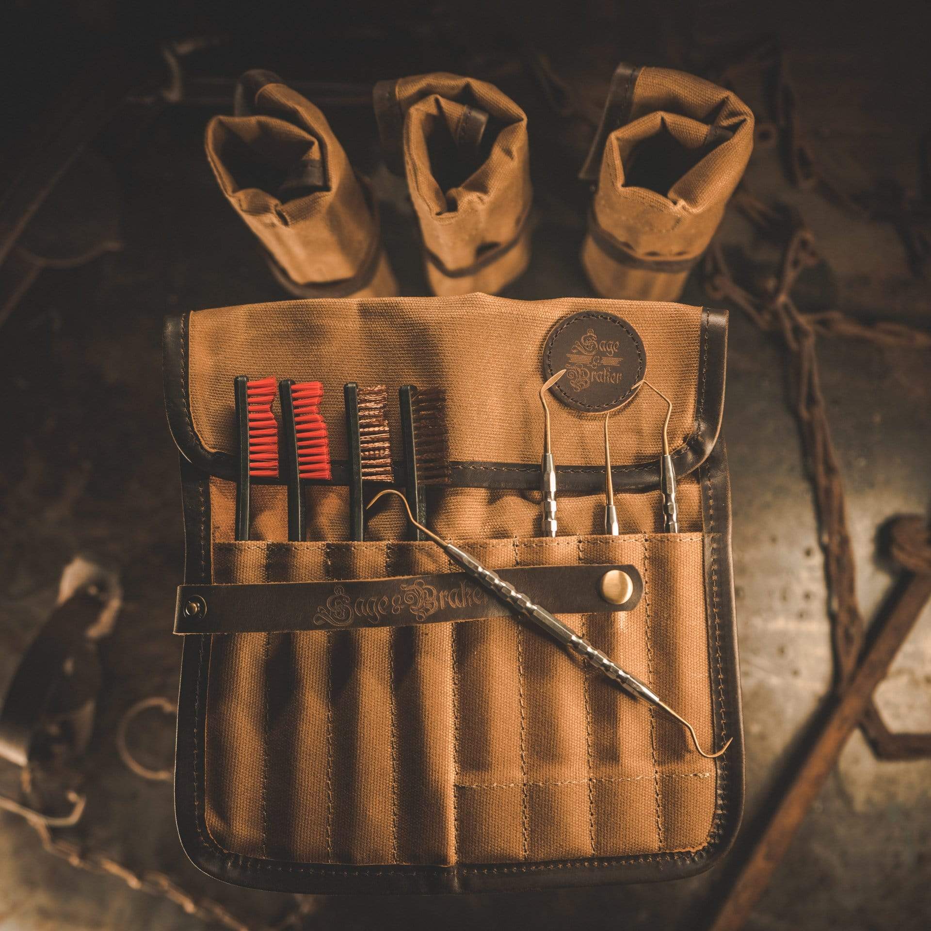 Brush and pick gun cleaning tools
